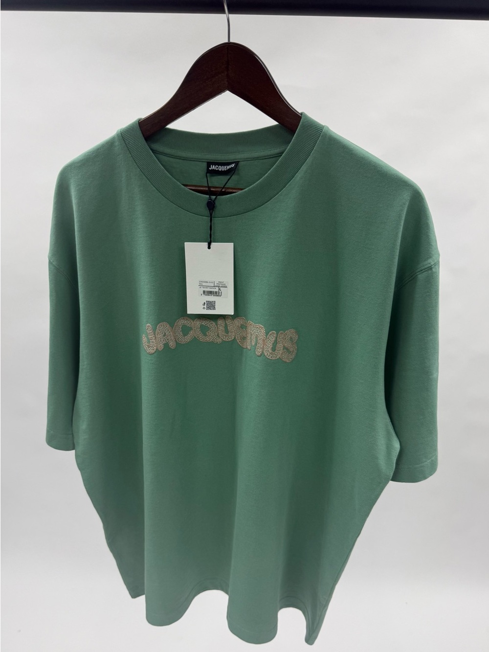 Jacquemus Sage Green Embroidered Logo Tee